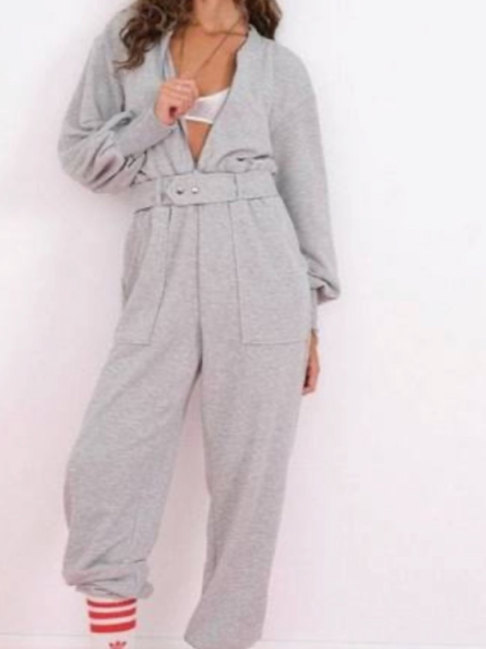 For Love And Lemons Cinched Gray Jumpsuit Small